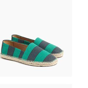NWT J. Crew Striped Canvas Slip on Espadrilles Navy Kelly Green size 7